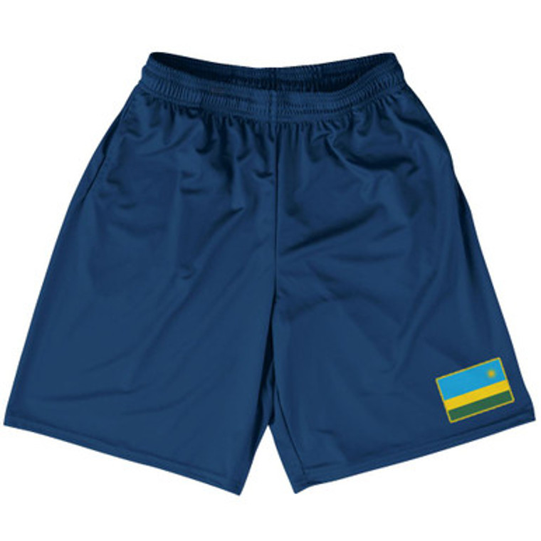 Rwanda Country Heritage Flag Basketball Practice Shorts Made In USA by Ultras