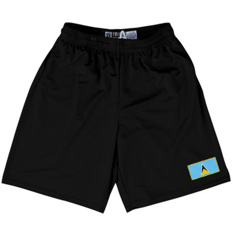 Saint Lucia Country Heritage Flag Lacrosse Shorts Made In USA by Ultras