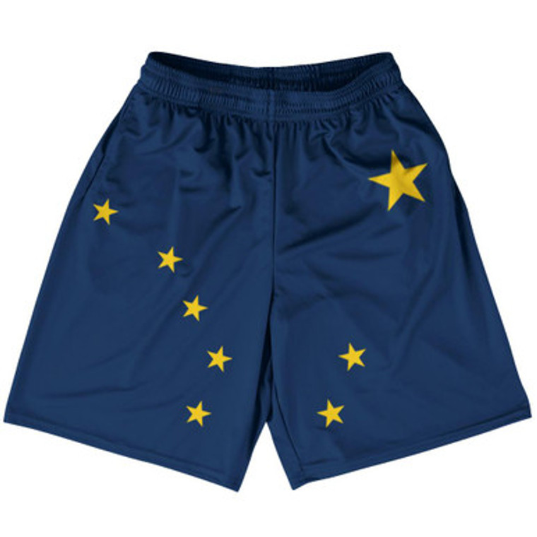 Alaska US State Flag Basketball Practice Shorts Made In USA by Basketball Shorts
