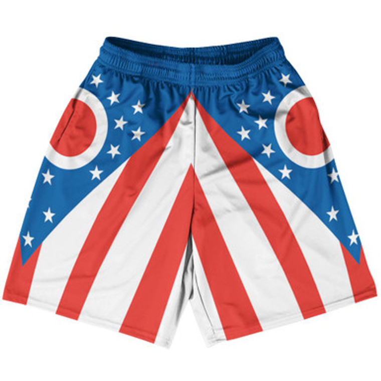 Ohio US State Flag Basketball Practice Shorts Made In USA by Basketball Shorts