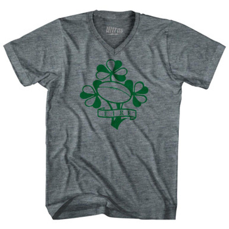 Ireland Eire Rugby Clover Adult Tri-Blend V-Neck T-Shirt by Ultras