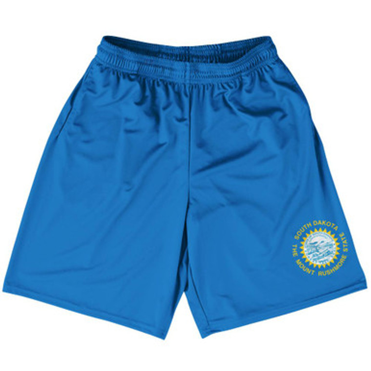 South Dakota US State Flag Basketball Practice Shorts Made In USA by Basketball Shorts