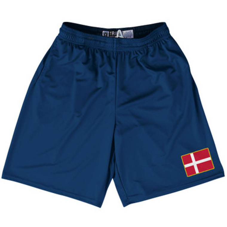 Denmark Country Heritage Flag Lacrosse Shorts Made In USA by Ultras