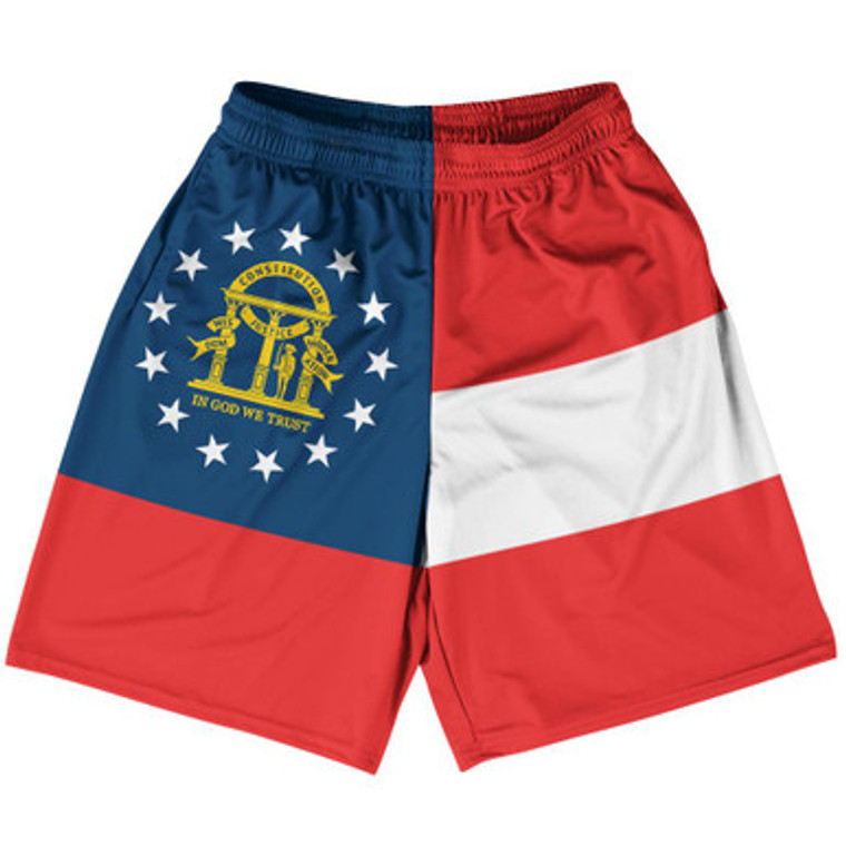 Georgia US State Flag Basketball Practice Shorts Made In USA by Basketball Shorts