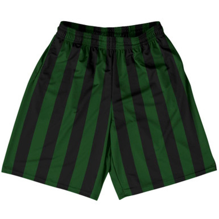 Forest Green & Black Vertical Stripe Basketball Practice Shorts Made In USA by Ultras Basketball