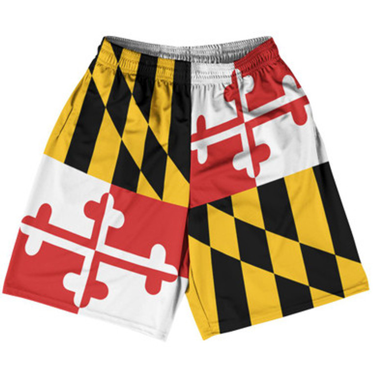 Maryland US State Flag Basketball Practice Shorts Made In USA by Basketball Shorts