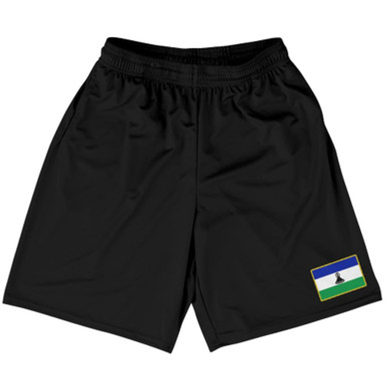 Lesotho Country Heritage Flag Basketball Practice Shorts Made In USA by Ultras