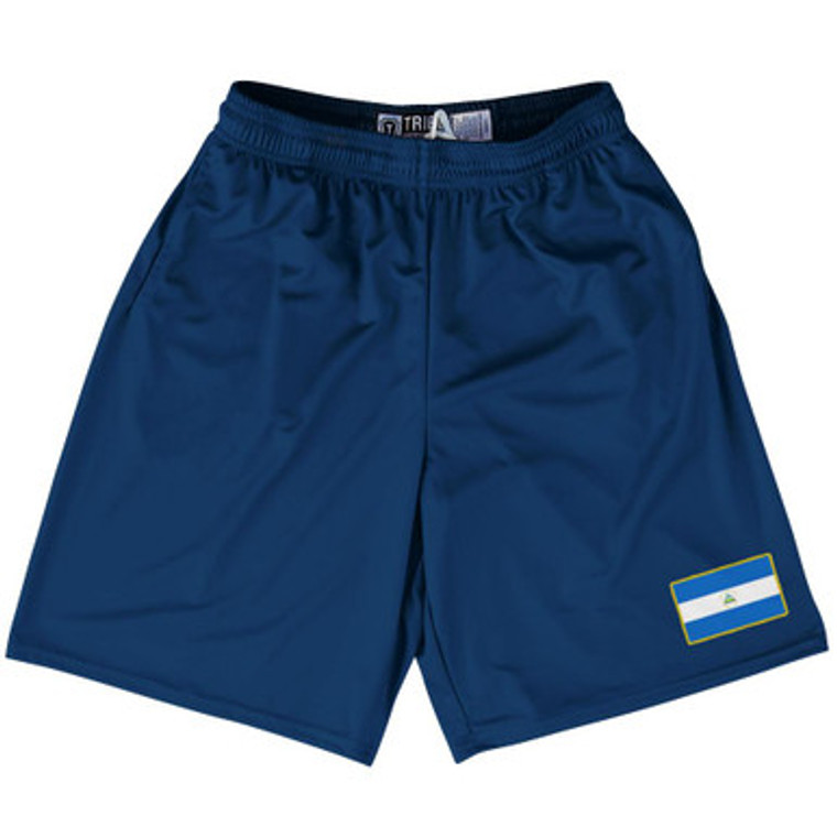 Nicaragua Country Heritage Flag Lacrosse Shorts Made In USA by Ultras