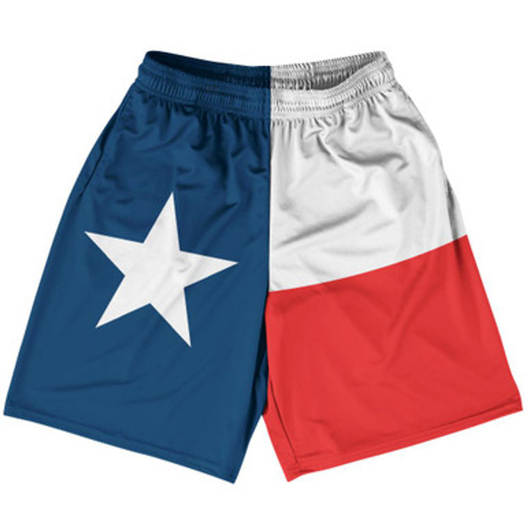 Texas US State Flag Basketball Practice Shorts Made In USA by Basketball Shorts