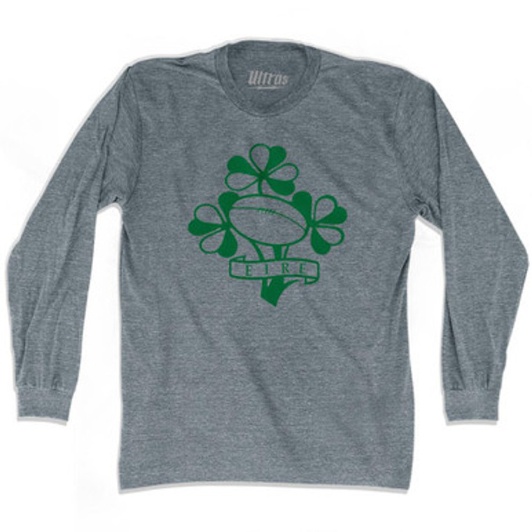Ireland Eire Rugby Clover Adult Tri-Blend Long Sleeve T-Shirt by Ultras