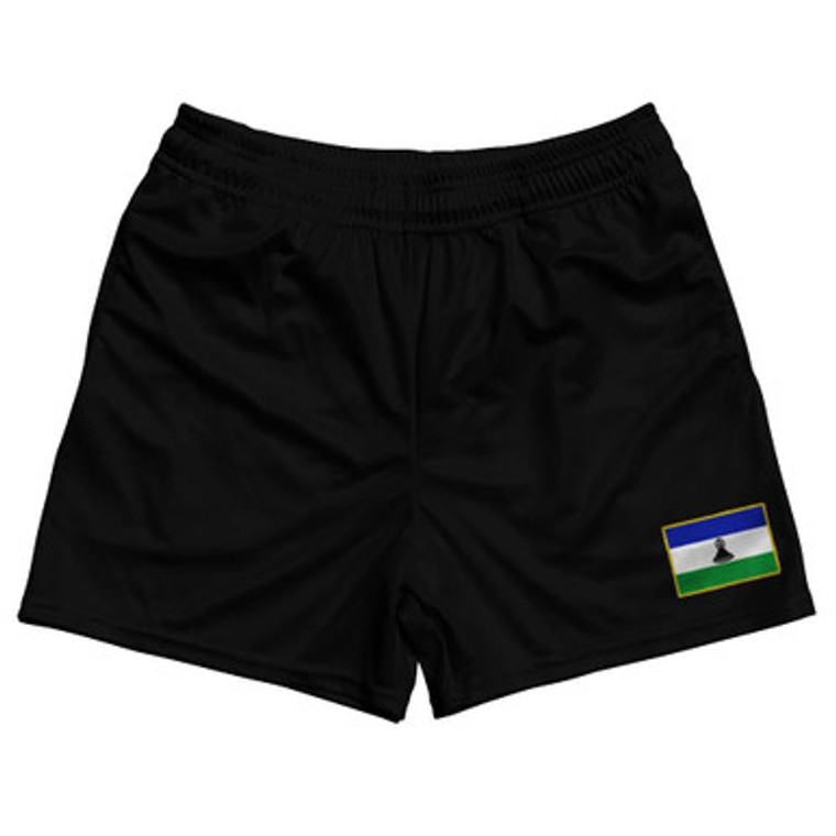 Lesotho Country Heritage Flag Rugby Shorts Made In USA by Ultras