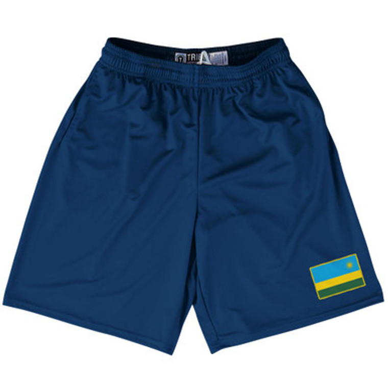 Rwanda Country Heritage Flag Lacrosse Shorts Made In USA by Ultras