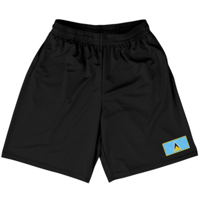 Saint Lucia Country Heritage Flag Basketball Practice Shorts Made In USA by Ultras