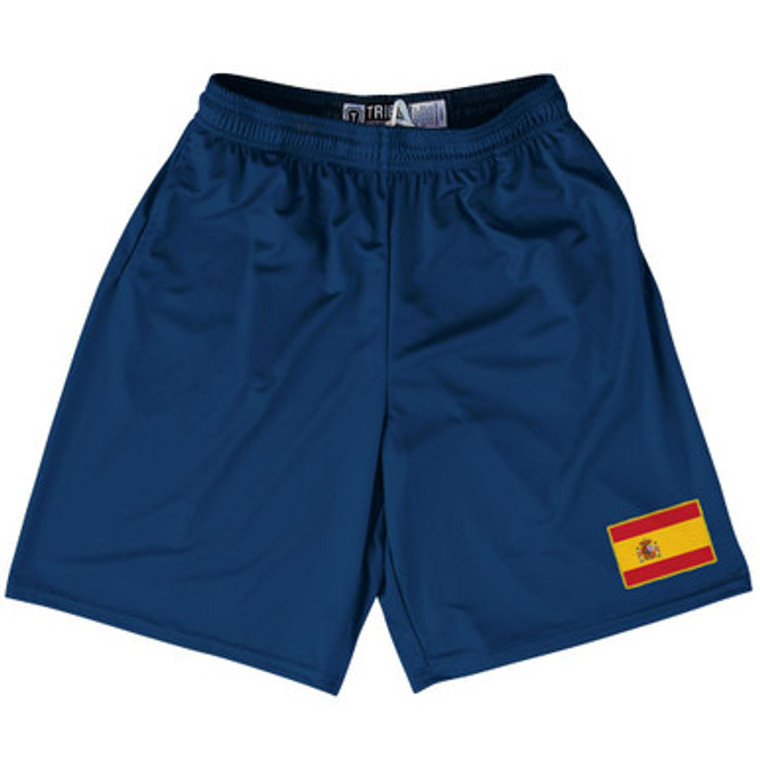 Spain Country Heritage Flag Lacrosse Shorts Made In USA by Ultras