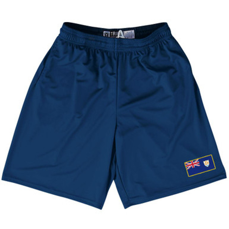 Anguilla Country Heritage Flag Lacrosse Shorts Made In USA by Ultras
