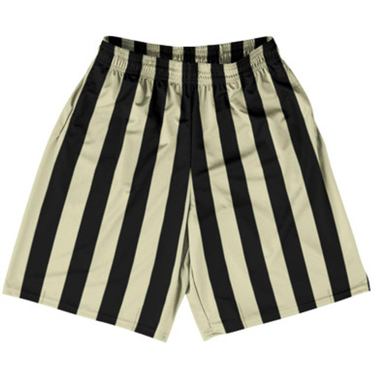 Vegas Gold & Black Vertical Stripe Basketball Practice Shorts Made In USA by Ultras Basketball