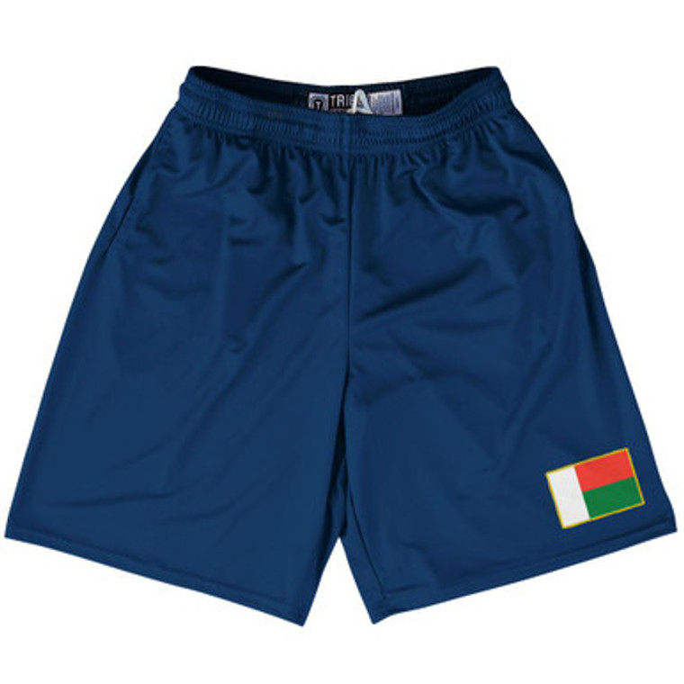 Madagascar Country Heritage Flag Lacrosse Shorts Made In USA by Ultras