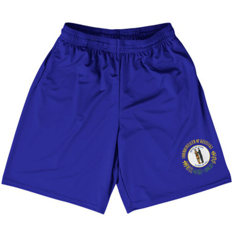 Kentucky US State Flag Basketball Practice Shorts Made In USA by Basketball Shorts