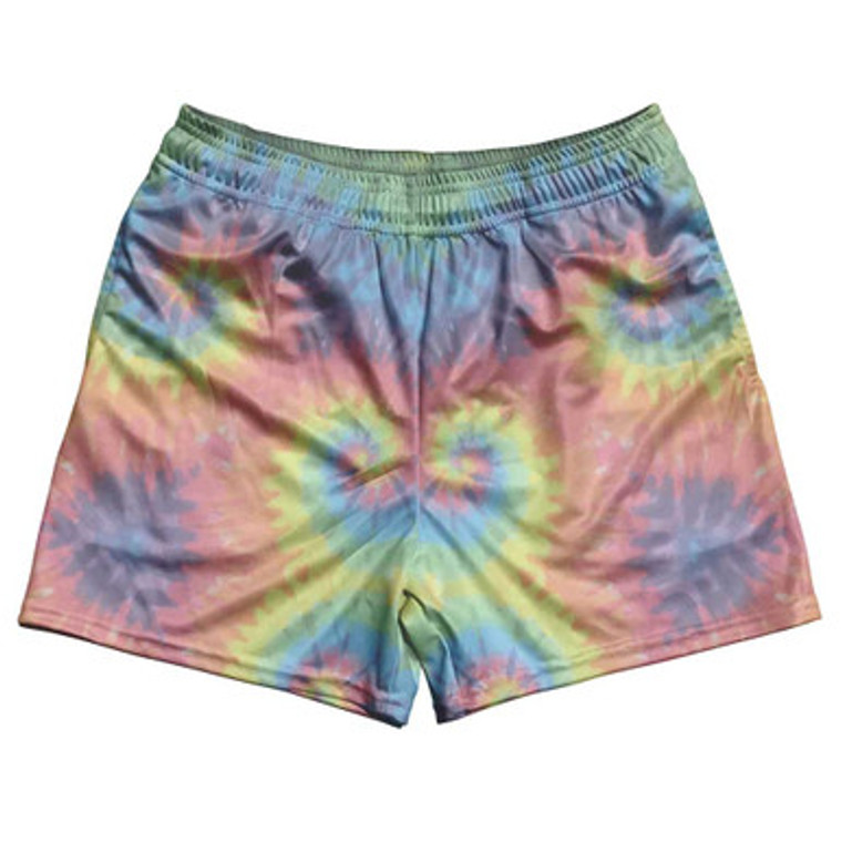 Tie Dye Washed Out Rugby Gym Short 5 Inch Inseam With Pockets Made In USA - Tie Dye