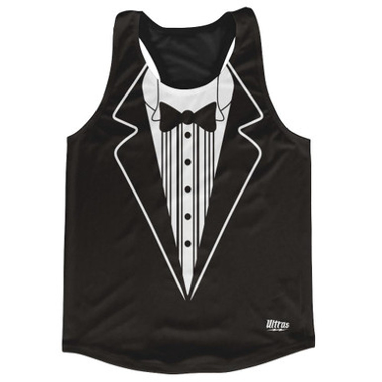 Classic Black Tuxedo Running Tank Top Racerback Track and Cross Country Singlet Jersey Made In USA - Classic Black