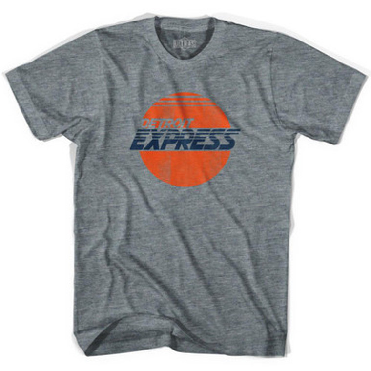 Detroit Express NASL Soccer Womens Tri-Blend Soccer Junior Cut T-shirt-Athletic Grey
