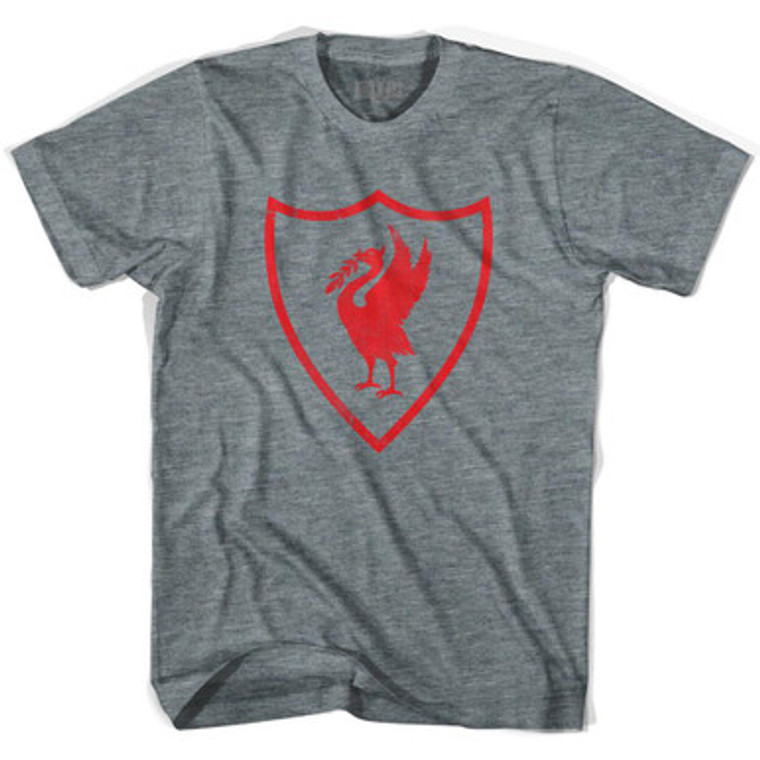 Liverpool Liverbird Soccer Crest Womens Tri-Blend Soccer Junior Cut T-shirt-Athletic Grey