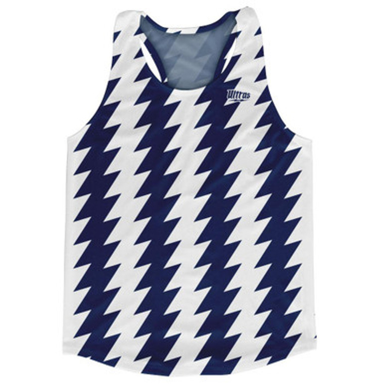 Ultras Navy Blue & White Lighting Running Track Cross Country Racerback Tops Made In USA-Navy Blue & White