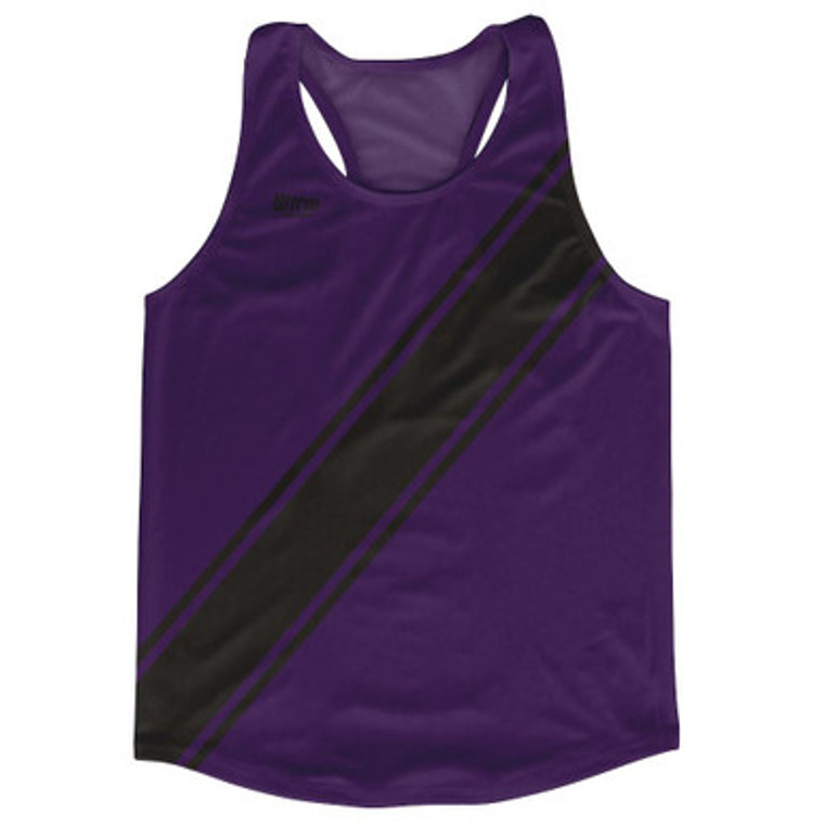 Purple & Black Sash Running Tank Top Racerback Track & Cross Country Singlet Jersey Made In USA - Black & Purple