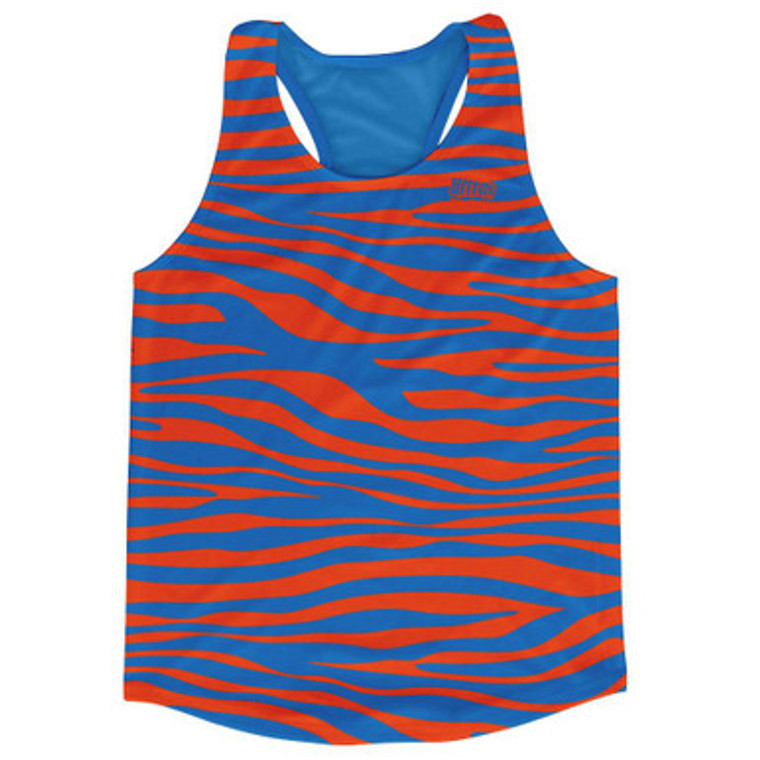 Royal Blue & Tennessee Orange Zebra Running Tank Top Racerback Track & Cross Country Singlet Jersey Made In USA-Royal Blue & Tennessee Orange