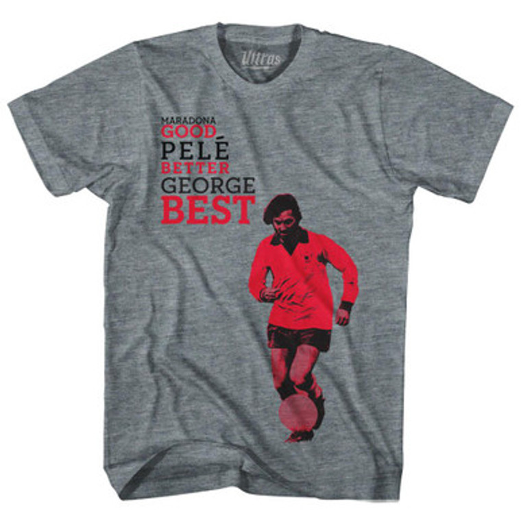 George Best Good, Better Best Soccer United Womens Tri-Blend Soccer Junior Cut T-shirt-Athletic Grey