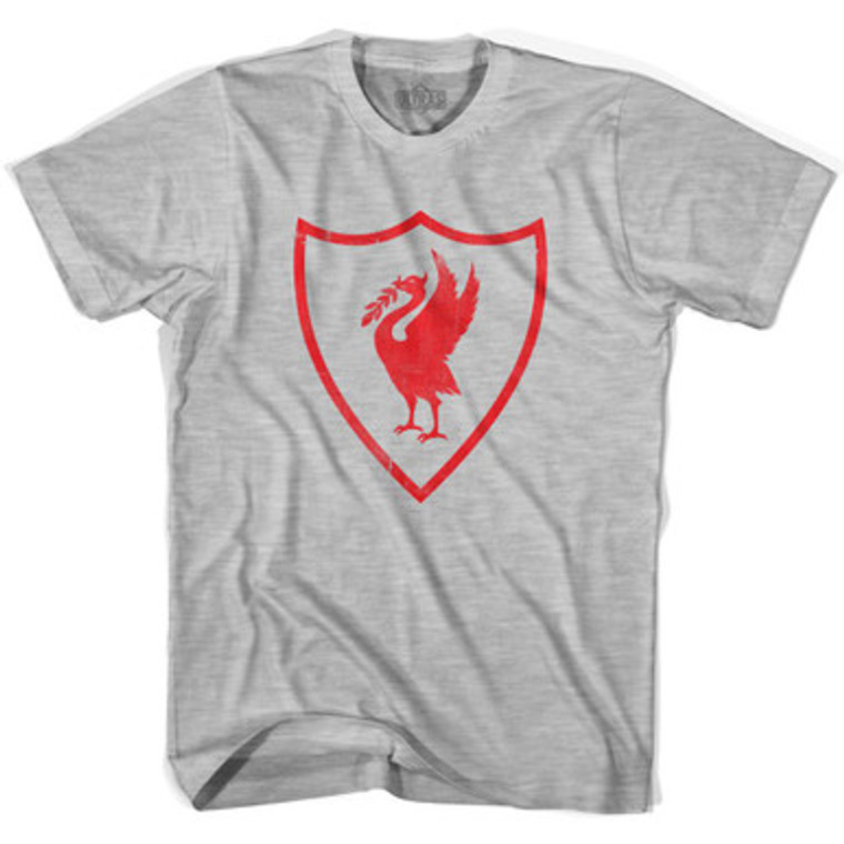 Liverpool Liverbird Soccer Crest Womens Cotton Soccer Junior Cut T-shirt-Grey Heather