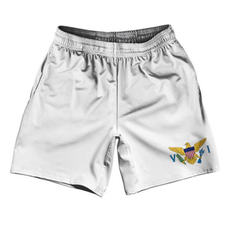 Us Virgin Islands Country Flag Athletic Running Fitness Exercise Shorts 7" Inseam Made In USA - White