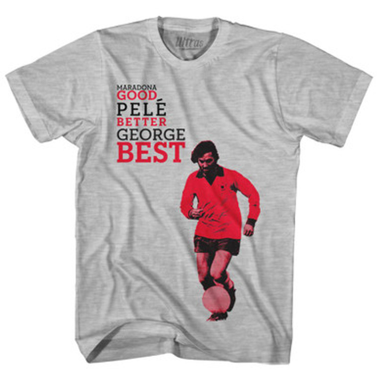 George Best Good, Better Best Soccer United Womens Cotton Soccer Junior Cut T-shirt-Grey Heather
