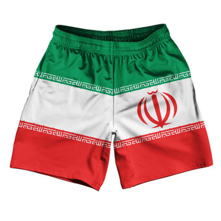 Iran Country Flag Athletic Running Fitness Exercise Shorts 7" Inseam Made In USA - Green White Red