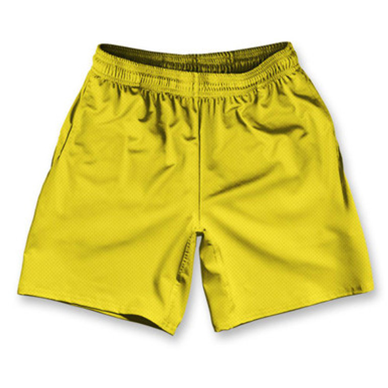Yellow Athletic Running Fitness Exercise Shorts 7" Inseam Made in USA - Yellow