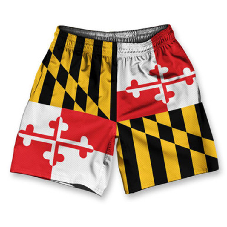 Maryland Flag Athletic Running Fitness Exercise Shorts 7" Inseam Made in USA - Red Yellow