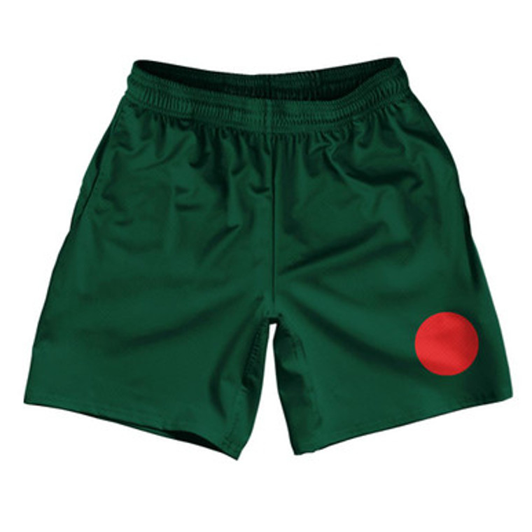 Bangladesh Country Flag Athletic Running Fitness Exercise Shorts 7" Inseam Made In USA - Red Green