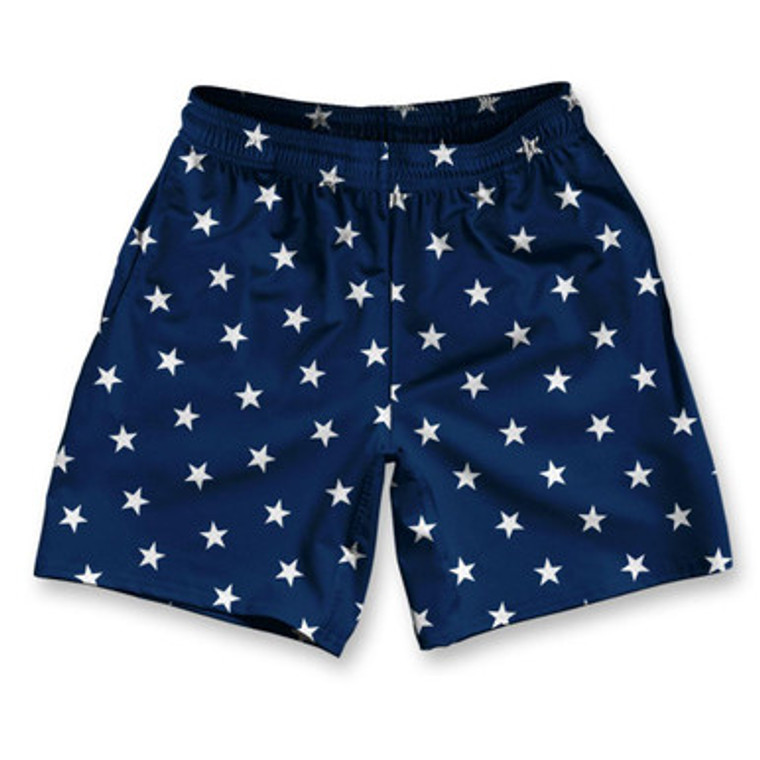 Stars Navy Athletic Running Fitness Exercise Shorts 7" Inseam Made in USA-Navy