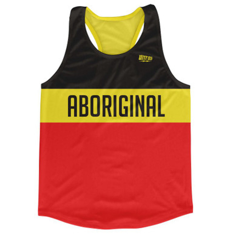Australian Aboriginal City Finish Line Running Tank Top Racerback Track and Cross Country Singlet Jersey Made In USA - Yellow
