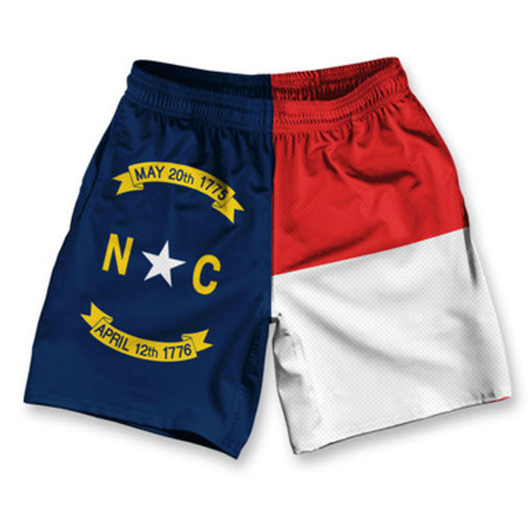 North Carolina Athletic Running Fitness Exercise Shorts 7" Inseam Made in USA - Blue Red