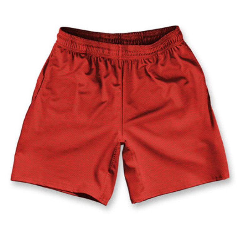 Strata Red Cardinal Athletic Running Fitness Exercise Shorts 7" Inseam Made in USA - Cardinal Red