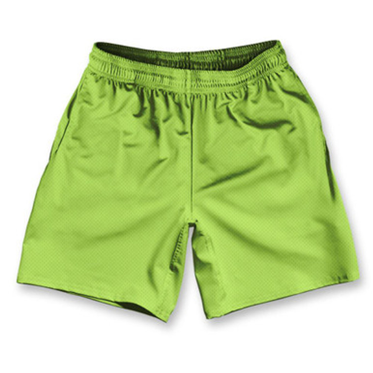 Lime Green Athletic Running Fitness Exercise Shorts 7" Inseam Made in USA - Lime Green