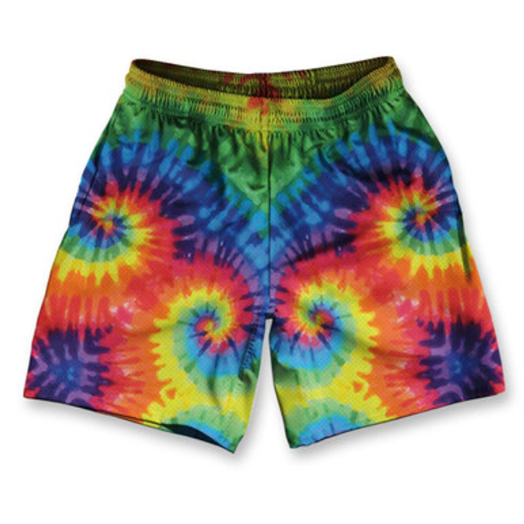 Tie Dye Athletic Running Fitness Exercise Shorts 7" Inseam Made in USA - Multi