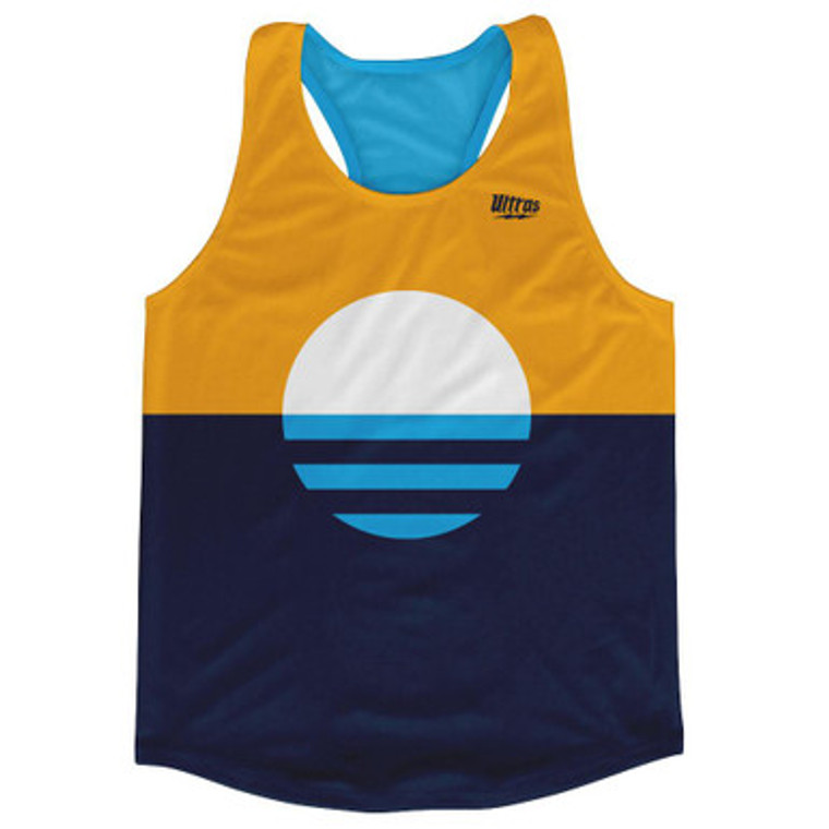 Milwaukee Flag Running Tank Top Racerback Track & Cross Country Singlet Jersey Made In USA - Yellow Blue