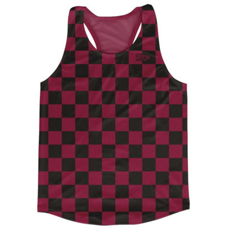 Maroon & Black Checkerboard Running Tank Top Racerback Track and Cross Country Singlet Jersey Made In USA - Maroon & Black