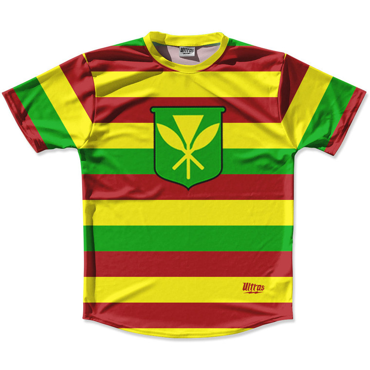 Hawaii Kanaka Maoli Flag Running Shirt Track Cross Made In USA - Yellow Red Green