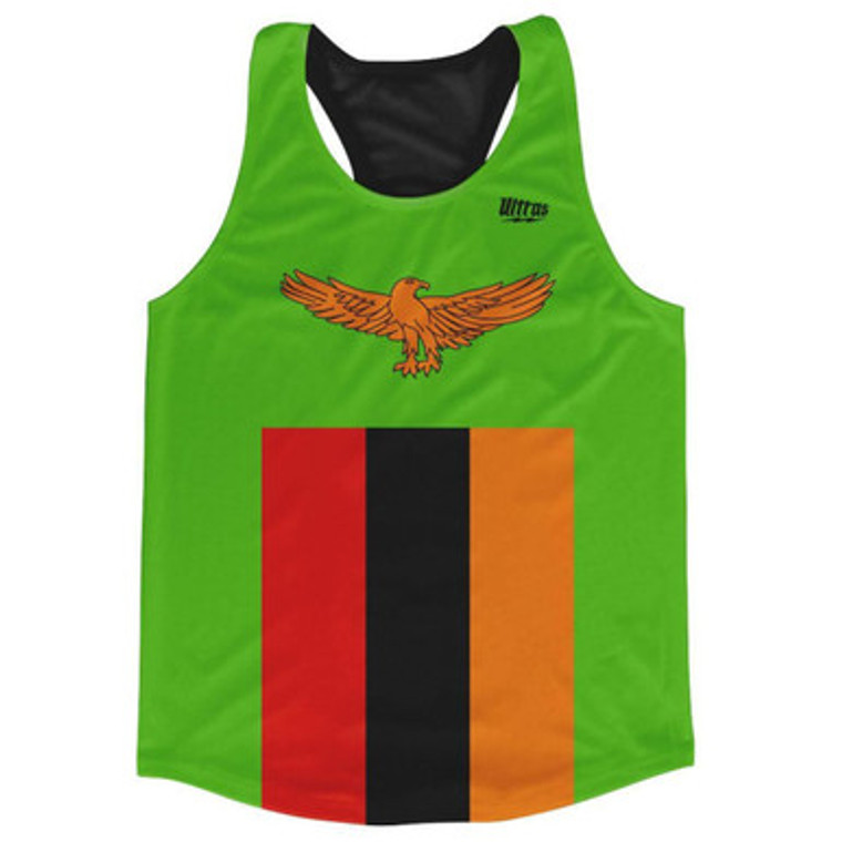Zambia Country Flag Running Tank Top Racerback Track and Cross Country Singlet Jersey Made in USA - Green