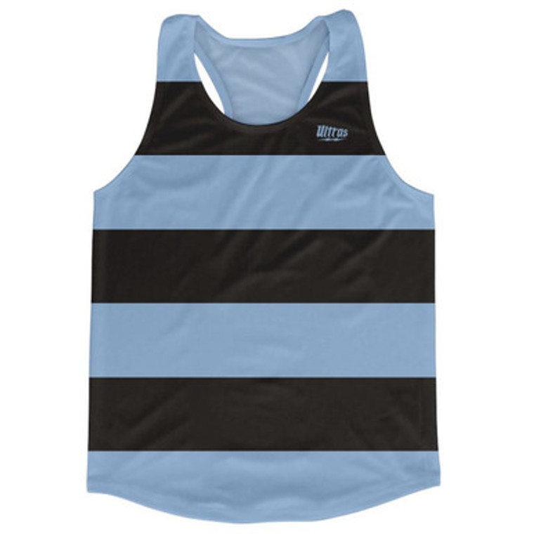 Blue & Black Striped Running Tank Top Racerback Track and Cross Country Singlet Jersey Made In USA - Blue & Black