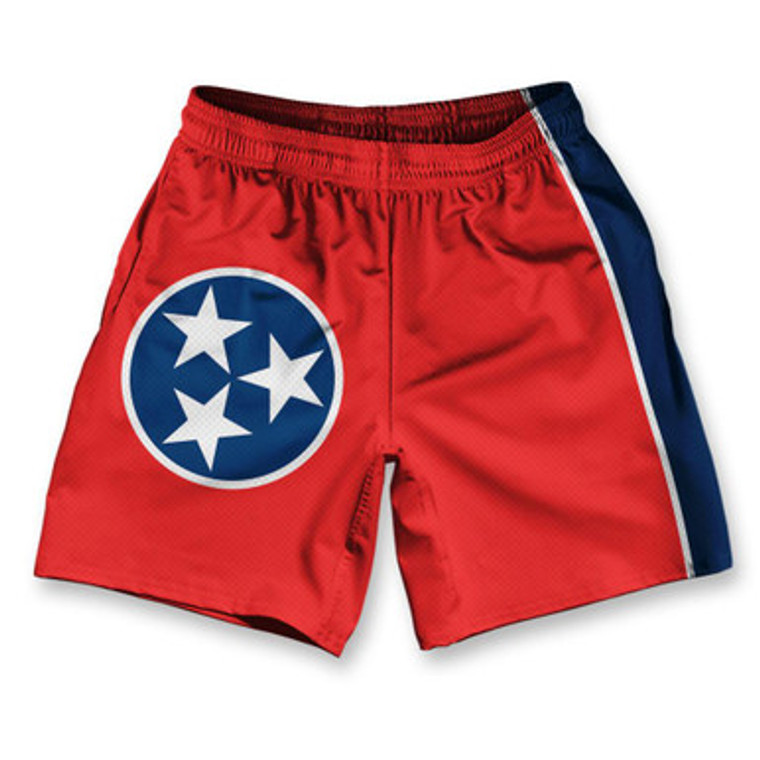 Tennessee State Flag Athletic Running Fitness Exercise Shorts 7" Inseam Made in USA - Blue Red White