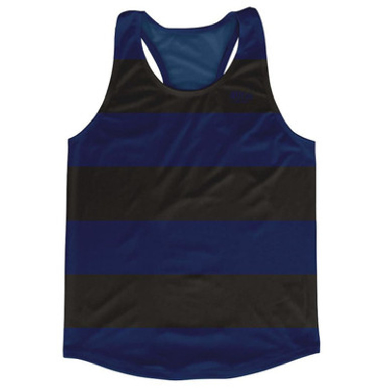 Blue Navy & Black Striped Running Tank Top Racerback Track and Cross Country Singlet Jersey Made In USA - Blue Navy & Black